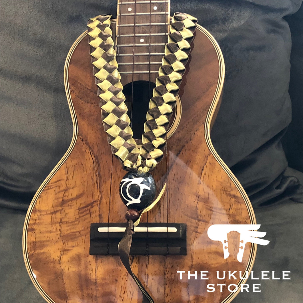 日本製絲帶手造Ukulele背帶 - 啡黃色粗帶