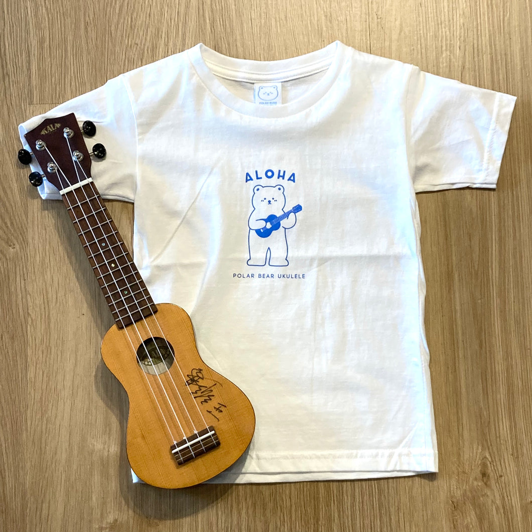 白熊 原創 - Ukulele T-shirt 白色藍熊 童裝